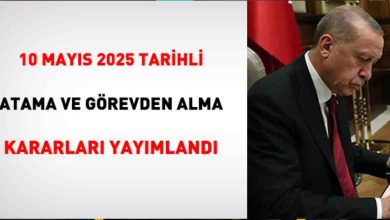 10 Mayıs 2025 Tarihli Atama ve Görevden Alma Kararları Resmî Gazete’de Yayımlandı