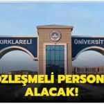 Kırklareli Üniversitesi 11 Personel Alımı Duyurusu Yayımlandı