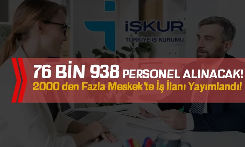 İŞKUR’dan 76.938 Personel Alımı! 2000’den Fazla Meslekte Açık İş İlanı Yayımlandı