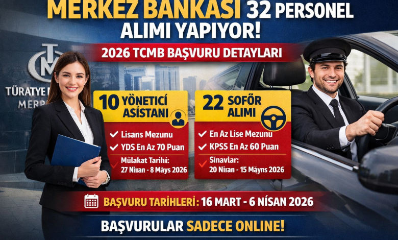 Merkez Bankası 32 Personel Alımı İlanı Yayımlandı