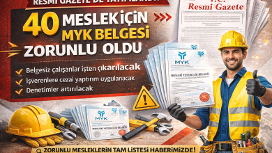Resmi Gazete’de Yayımlandı: 40 Meslek İçin MYK Belgesi Zorunlu Hale Geldi